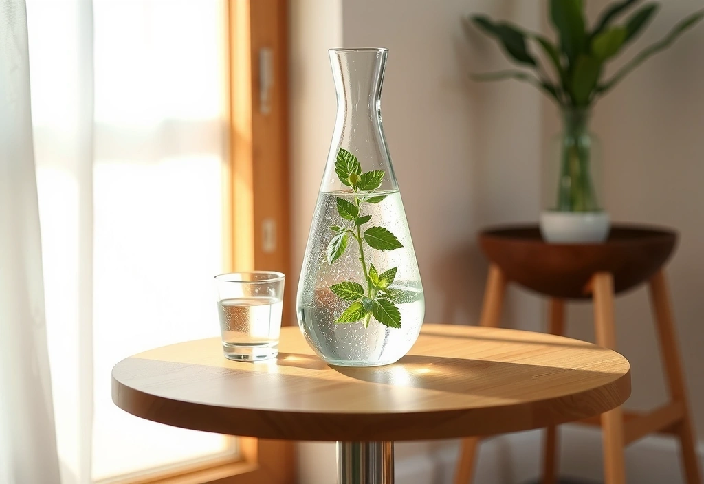 Karaffe mit Wasser und Minze - Symbol für klare, natürliche Ernährung
